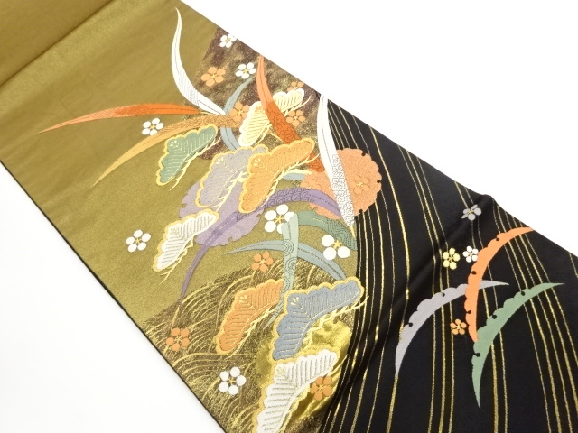 JAPANESE FUKURO OBI / WOVEN PINE & SNOWFLAKE